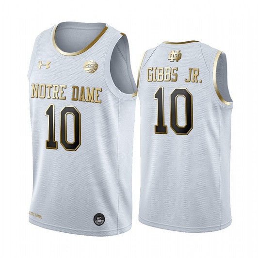 Notre Dame Fighting Irish Tj Gibbs Jr. White Golden Edition Limited Jersey College Basketball