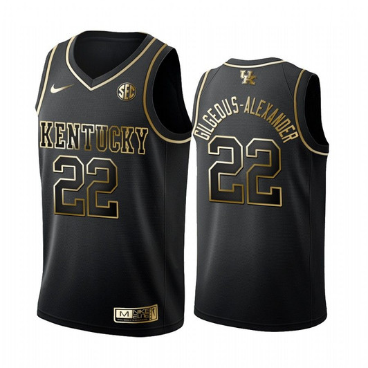 Kentucky Wildcats Shai Gilgeous-Alexander Black Golden Edition Limited Jersey College Basketball