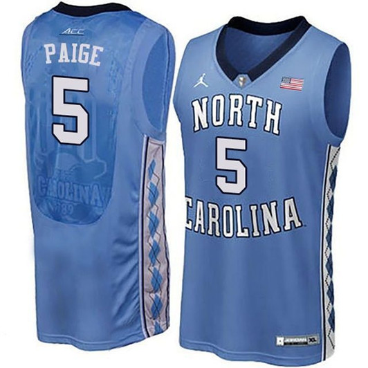 Unisex North Carolina Tar Heels Blue Marcus Paige College Basketball 3D Jersey