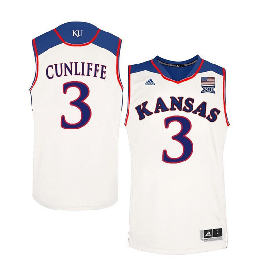 Unisex Kansas Jayhawks White Sam Cunliffe College Basketball 3D Jersey