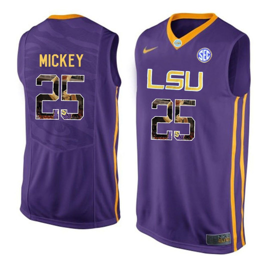 Unisex Lsu Tigers Purple Jordan Mickey College Basketball 3D Jersey
