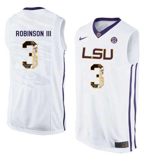 Unisex Lsu Tigers White Elbert Robinson Iii College Basketball 3D Jersey