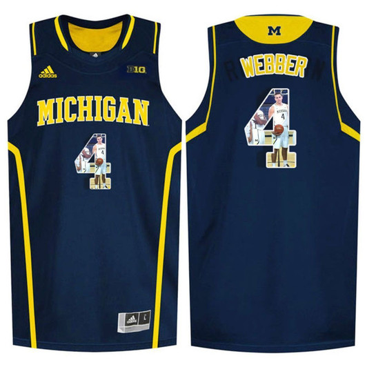 Unisex Michigan Wolverines Navy Blue Chirs Webber College Basketball 3D Jersey