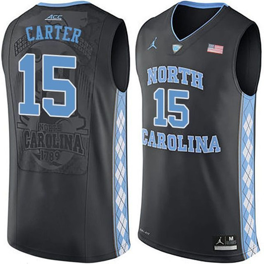 Unisex North Carolina Tar Heels Black Vince Carter College Basketball 3D Jersey