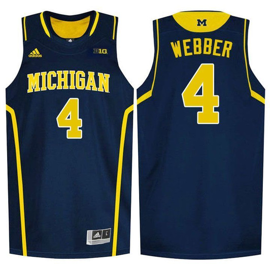 Unisex Michigan Wolverines Navy Blue Chris Webber College Basketball 3D Jersey