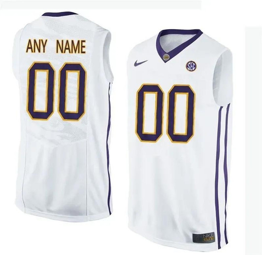 Unisex Lsu Tigers White College Basketball Team Performance Customized Jersey