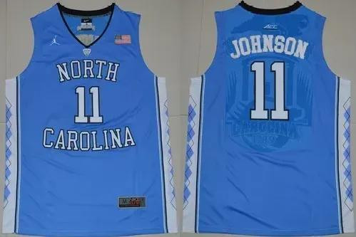 MenS North Carolina #11 Brice Johnson College Basketball Jersey Blue Jersey