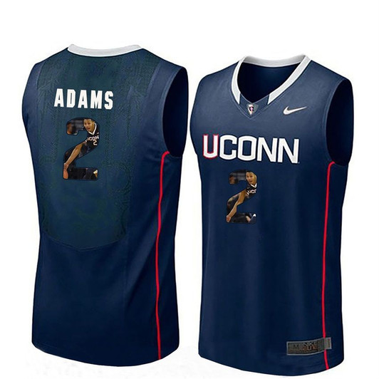 Unisex Uconn Huskies Navy Jalen Adams College Basketball Portrait 3D Jersey