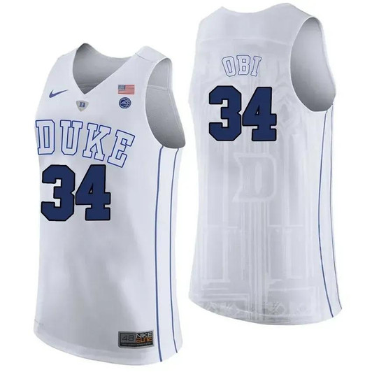 Unisex Duke Blue Devils White Sean Obi College Basketball Performance Jersey