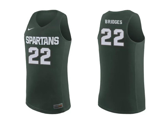 Unisex Michigan State Spartans Green Miles Bridges College Basketball Jersey