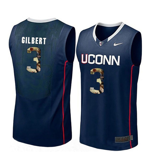 Unisex Uconn Huskies Navy Alterique Gilbert College Basketball Portrait 3D Jersey