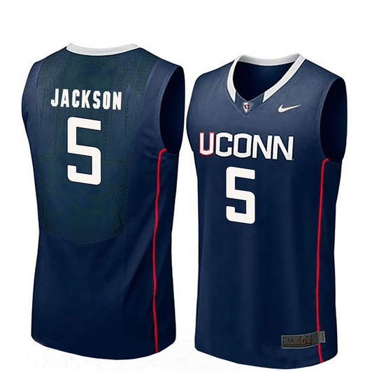 Unisex Uconn Huskies Navy Vance Jackson College Basketball 3D Jersey