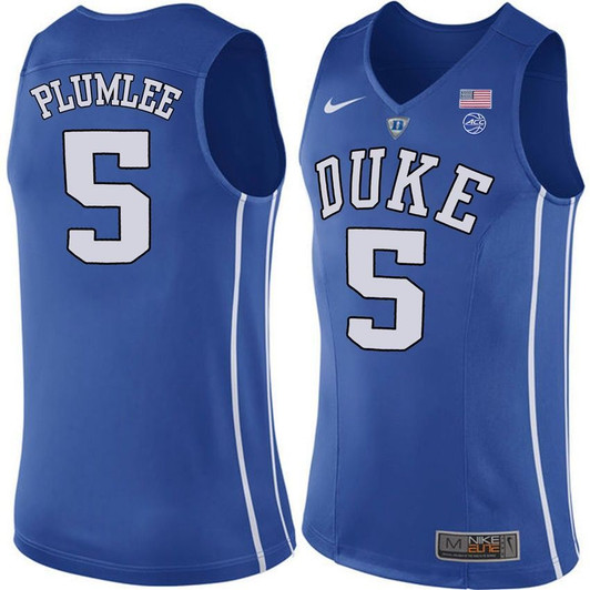 Unisex Duke Blue Devils Royal Mason Plumlee College Basketball Performance 3D Jersey