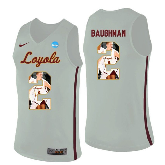 Loyola Ramblers White Jake Baughman College Basketball Portrait 3D Jersey