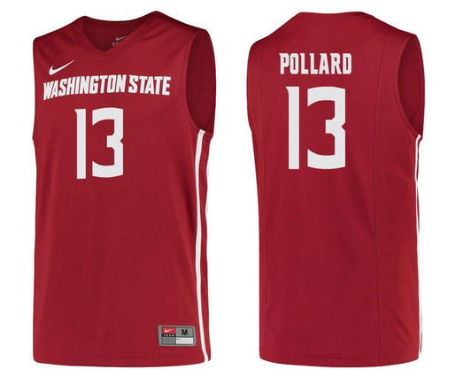 Washington State Cougars Cardinal Jeff Pollard College Basketball 3D Jersey