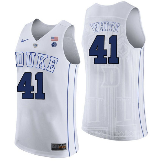 Unisex Duke Blue Devils White Jack White College Basketball Performance 3D Jersey