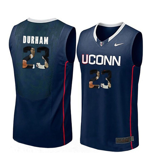 Unisex Uconn Huskies Navy Juwan Durham College Basketball Portrait 3D Jersey