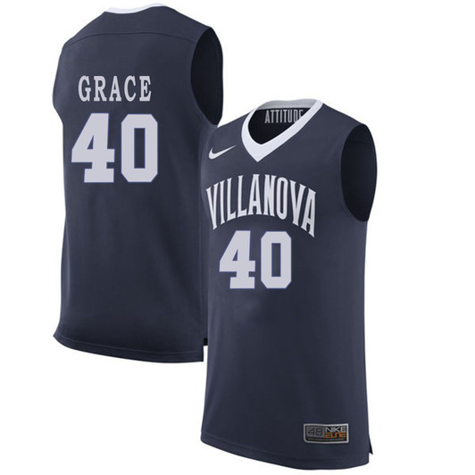 Villanova Wildcats Navy Blue Denny Grace College Basketball 3D Jersey