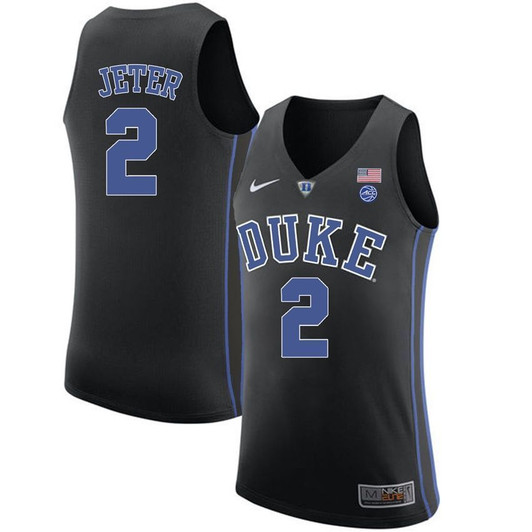 Unisex Duke Blue Devils Black Chase Jeter College Basketball Performance 3D Jersey