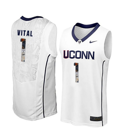 Unisex Uconn Huskies White Christian Vital College Basketball Portrait 3D Jersey