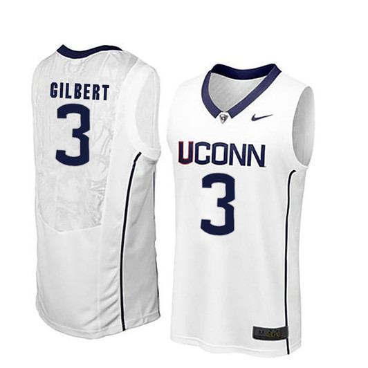 Unisex Uconn Huskies White Alterique Gilbert College Basketball 3D Jersey