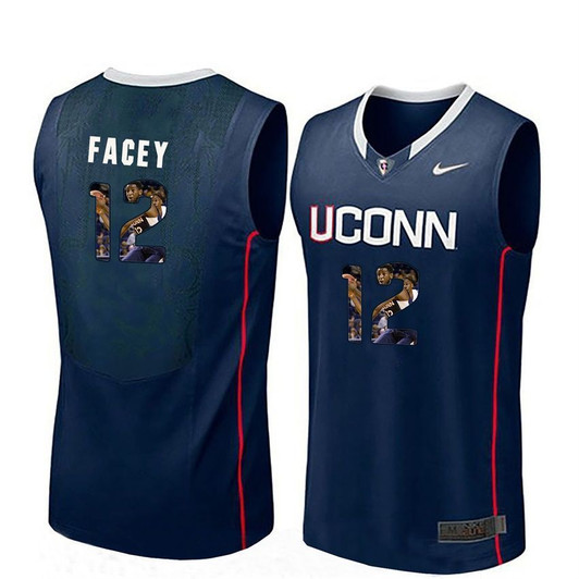 Unisex Uconn Huskies Navy Kentan Facey College Basketball Portrait 3D Jersey
