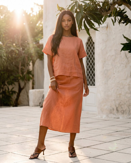 Casual Linen Top for Women, Short Sleeve Boxy Blouse, Casual Summer Linen Shirt