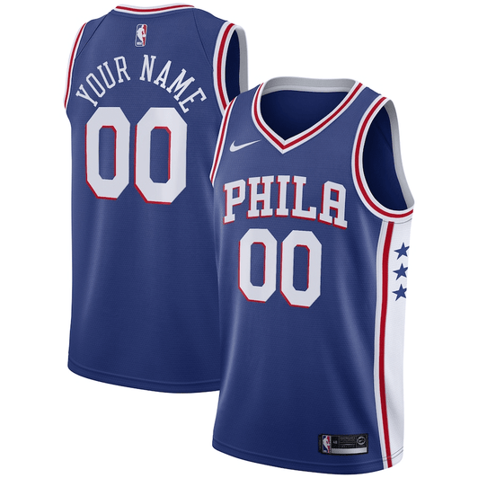Philadelphia 76Ers Nike Swingman Custom Jersey Blue - Icon Edition