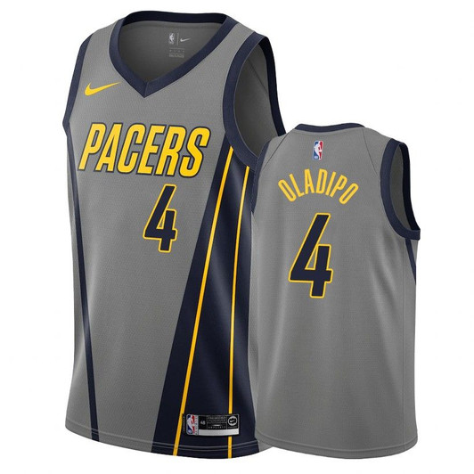 Pacers Male Victor Oladipo #4 2018-19 City Gray Jersey