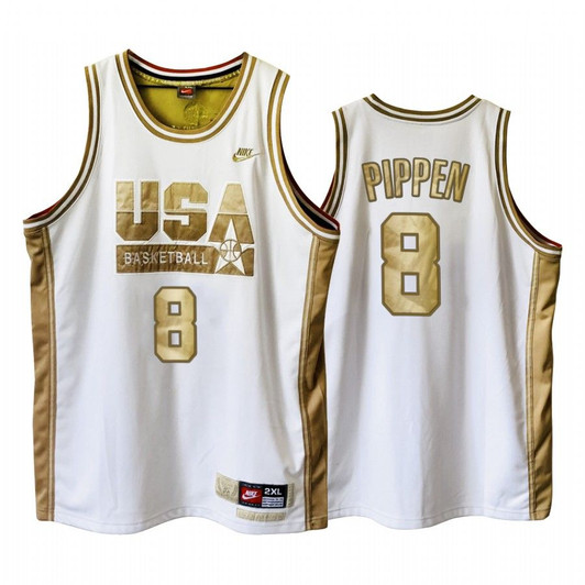 Usa Scottie Pippen Dream Team White 1992 Olympics Basketball Golden  Jersey
