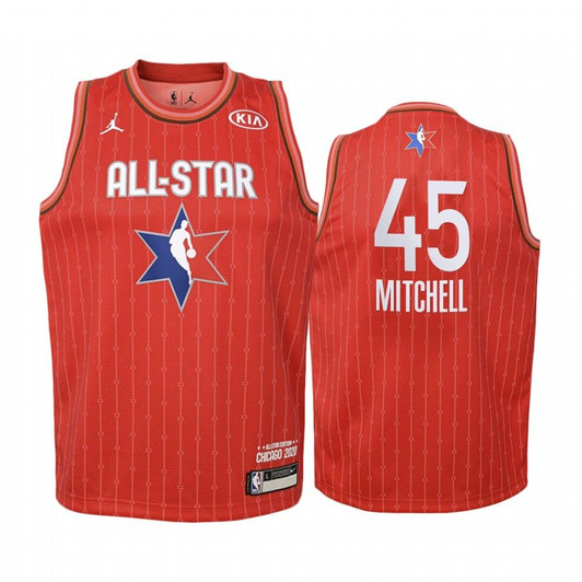 Youth #45 Donovan Mitchell 2020 Nba All-Star Game Utah Jazz Jersey - Red