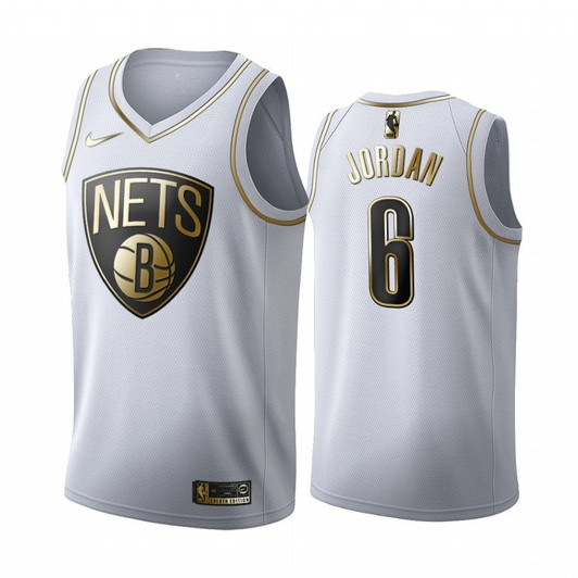Deandre Jordan #6 Brooklyn Nets White Golden Edition Jersey