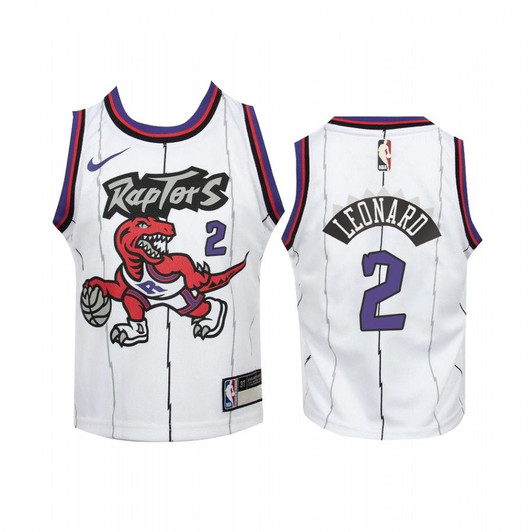 Kawhi Leonard Toronto Raptors Kids White Hardwood Classics Jersey