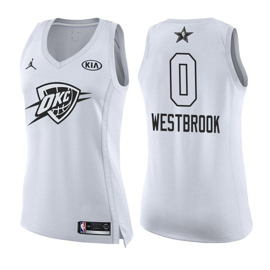 2018 All-Star Thunder Women Russell Westbrook #0 White Jersey