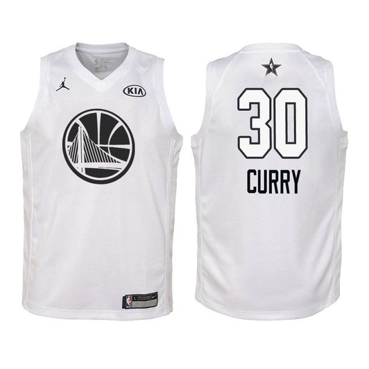 2018 All-Star Warriors Youth Stephen Curry #30 White Jersey
