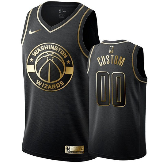 Men'S Washington Wizards Custom Black #00 Golden Edition Swingman Jersey