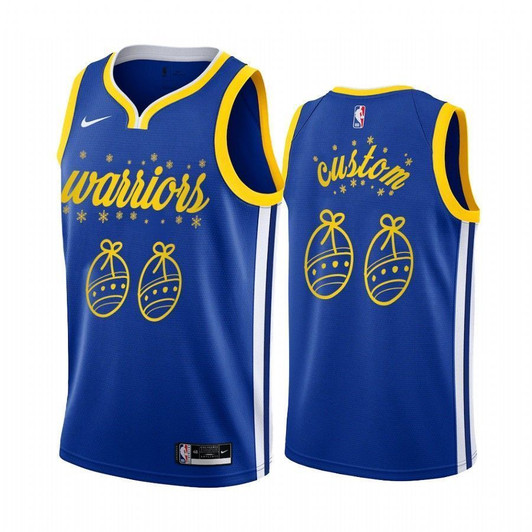 Custom Golden State Warriors 2020 Christmas Night Royal Jersey Festive