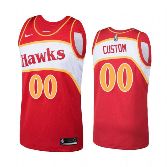 Atlanta Hawks #00 Custom Hardwood Classics Red Jersey