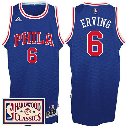 Male 2016-17 Season Philadelphia 76Ers #6 Hardwood Classics Throwback Royal Jersey Julius Erving Jersey
