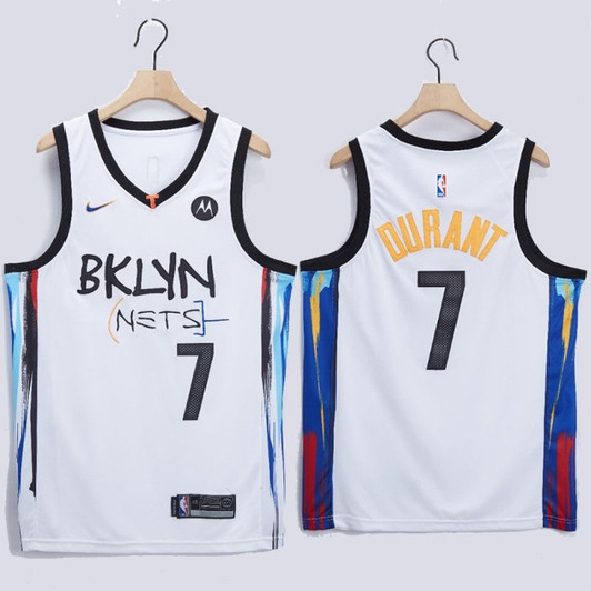 Kevin Durant Brooklyn Nets #7 White Basketball Jersey