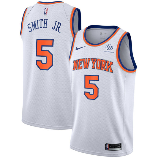 New York Knicks 5 Dennis Smith Jr. Association Swingman White 3D Jersey