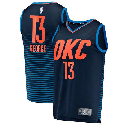 Paul George Oklahoma City Thunder Fanatics Branded Fast Break Replica Player Statement Edition Navy 3D Jersey