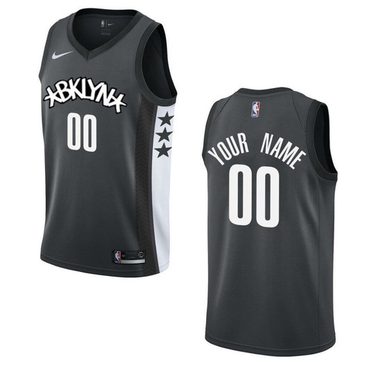 2021 20 Brooklyn Nets 00 Custom Statement Swingman Black 3D Jersey
