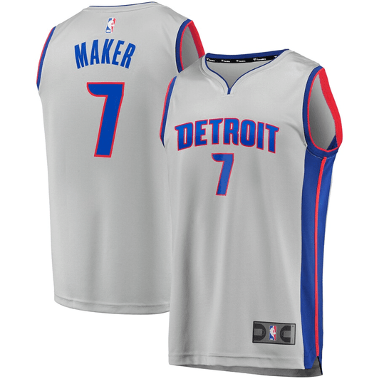Thon Maker Detroit Pistons Fanatics Branded Fast Break Replica Player Team Statement Edition Gray 3D Jersey