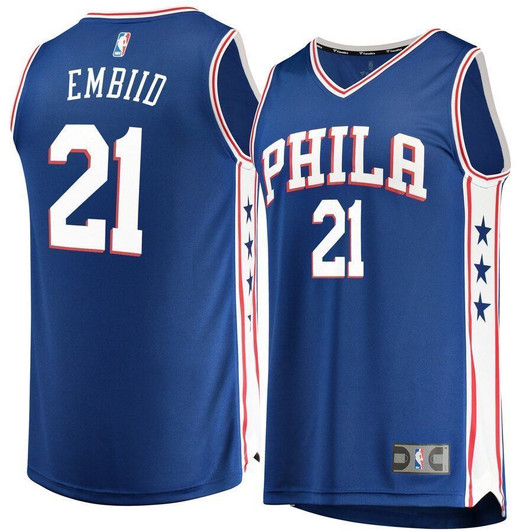 Joel Embiid Philadelphia 76Ers Fanatics Branded Fast Break Replica Royal Icon Edition 3D Jersey