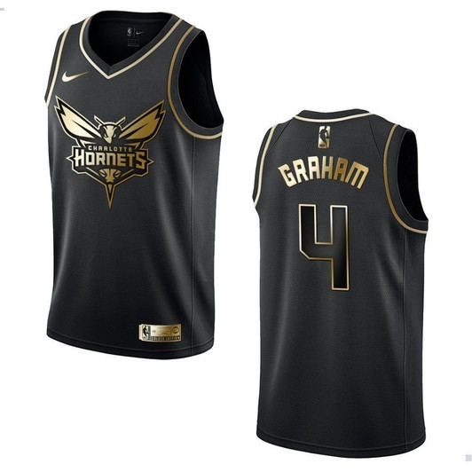Charlotte Hornets 4 Devonte' Graham Golden Edition Black 3D Jersey