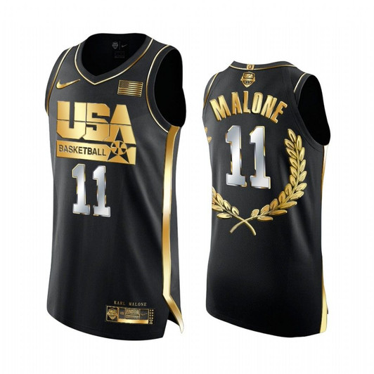Karl Malone 1992 Dream Team Glory Golden  Black Jersey 