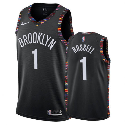 Nets Male D'Angelo Russell #1 2018-19 City Edition Black Jersey
