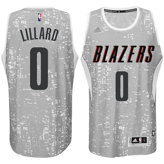 Male Portland Trail Blazers #0 Damian Lillard City Lights Gray Swingman Nba Jersey