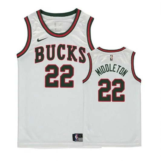 Bucks Khris Middleton #22 Classic Edition White Jersey